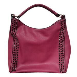 Acqua di Perla Burgundy Shoulder Hobo Bag - Studded Design